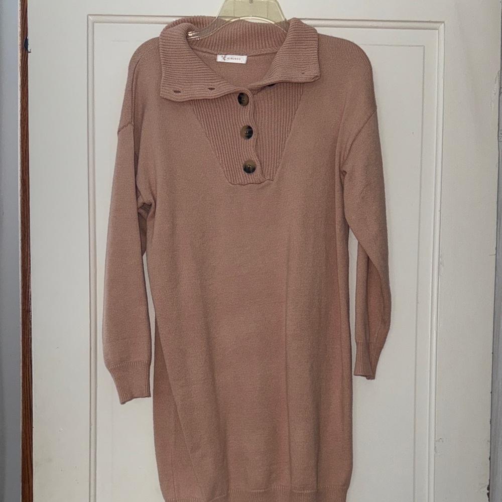 Chic Long Sleeve Tan Sweater Dress, Size Small, NWOT